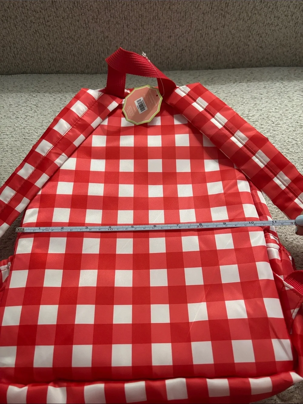 Red Gingham  Backpack with Cherry Patch